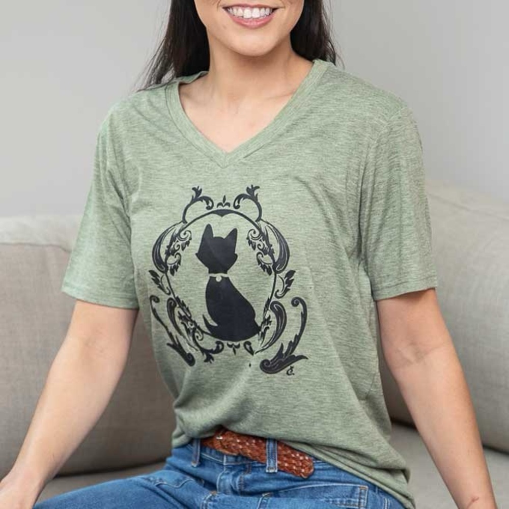 Green and Black Small Tshirt Black Cat NEVER WORN